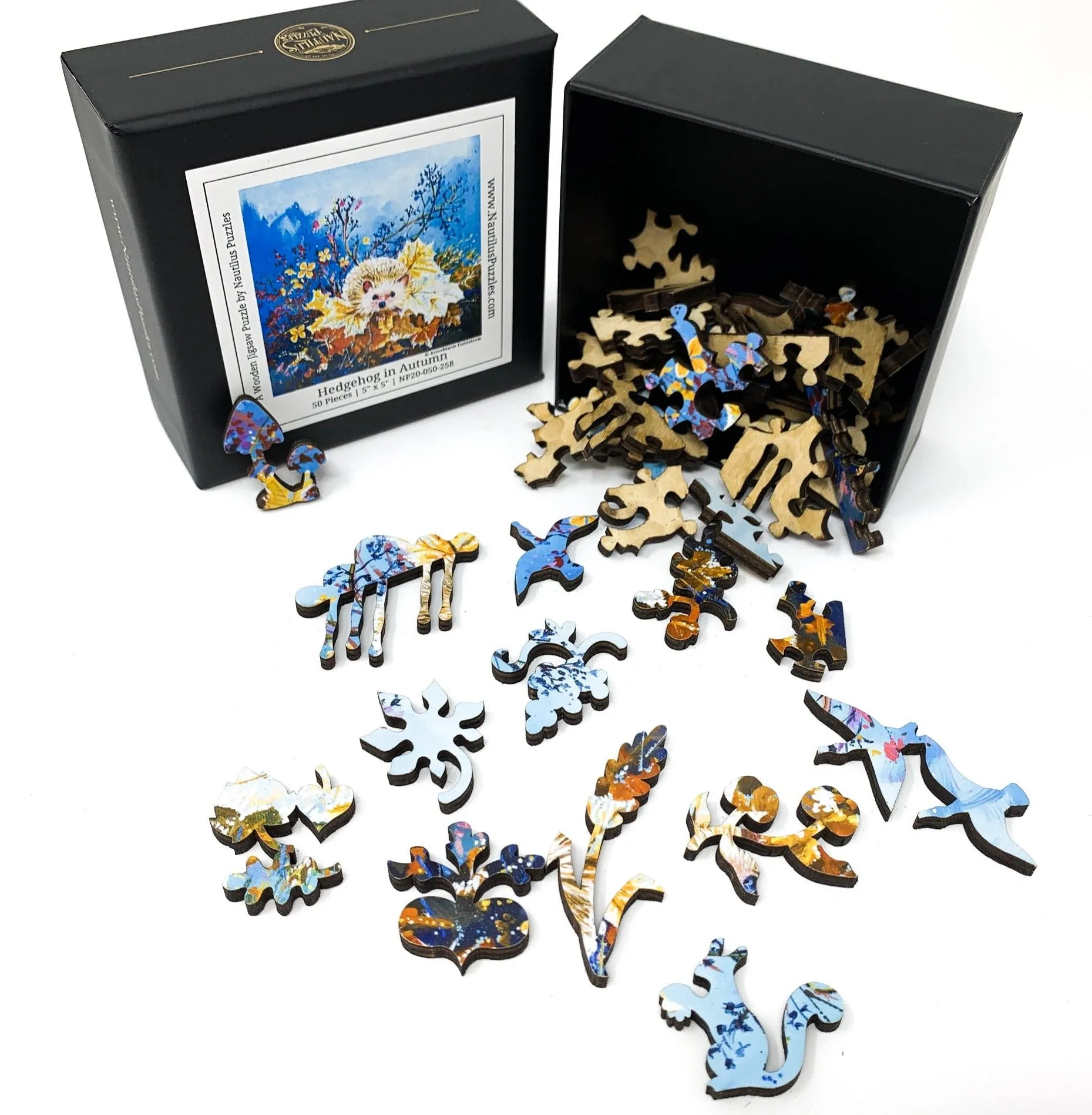 Hedgehog in Autumn (50 Piece Mini Autumn Wooden Jigsaw Puzzle)