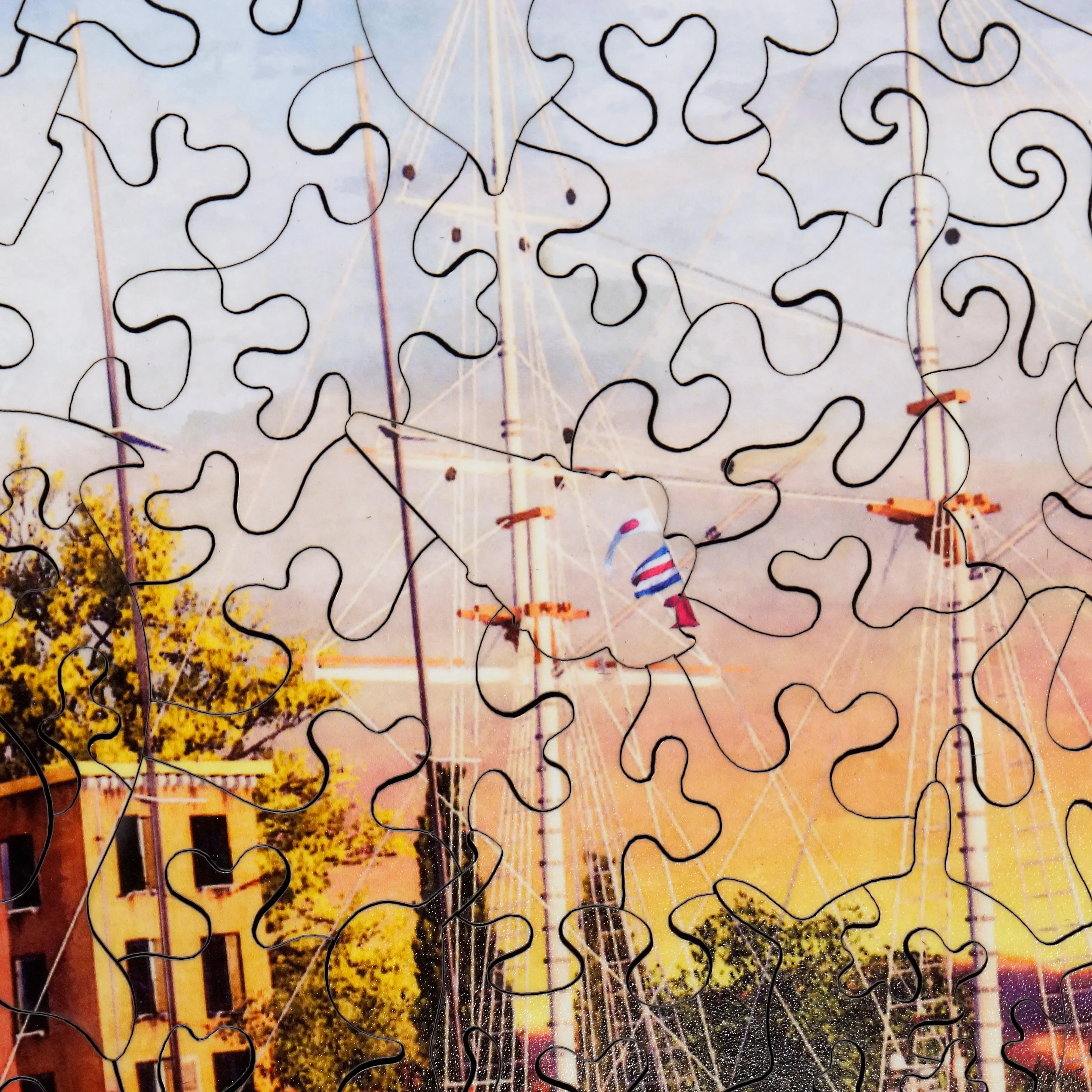 Mediterranean Harbor (477 Piece Wooden Jigsaw Puzzle)