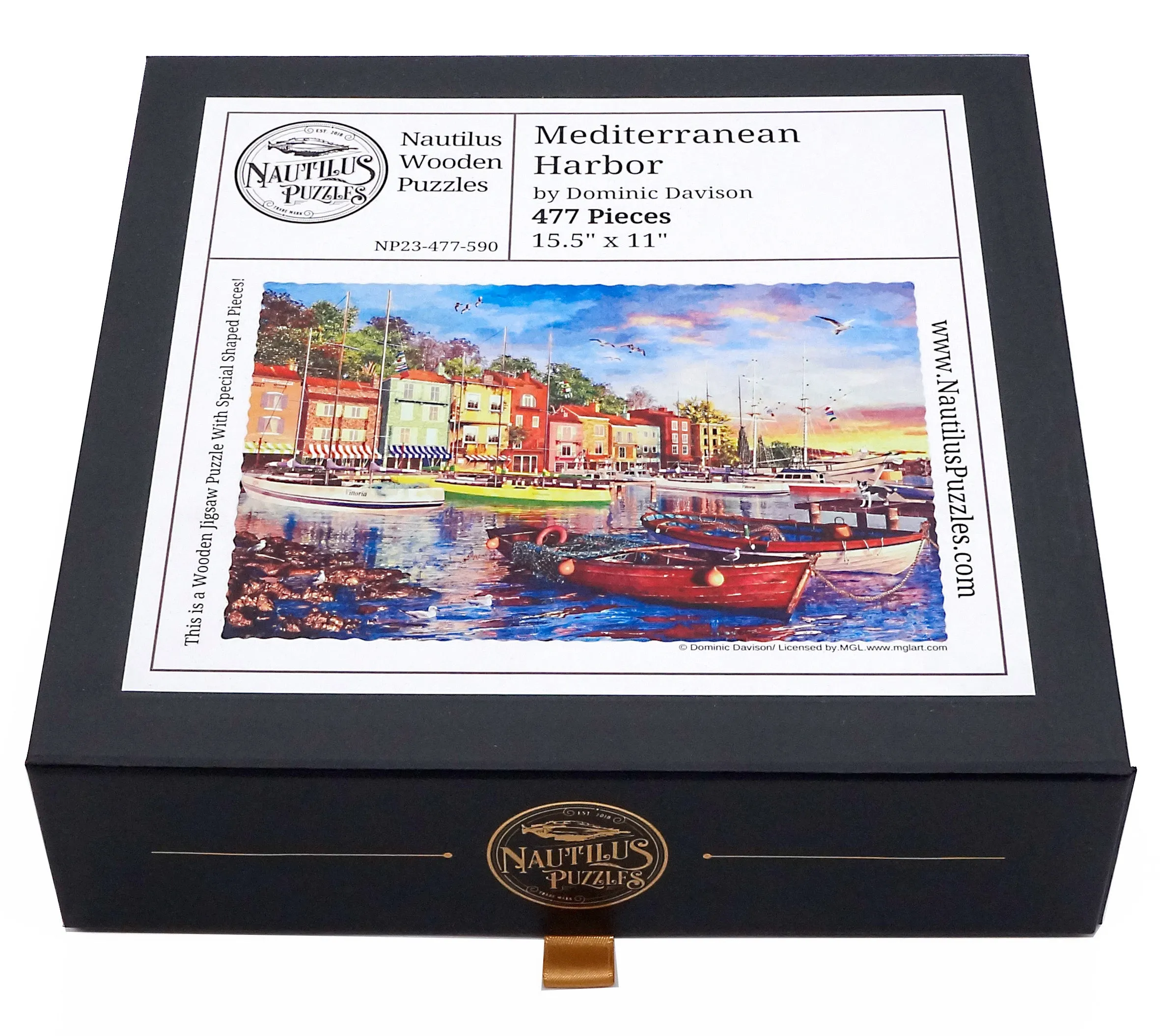 Mediterranean Harbor (477 Piece Wooden Jigsaw Puzzle)