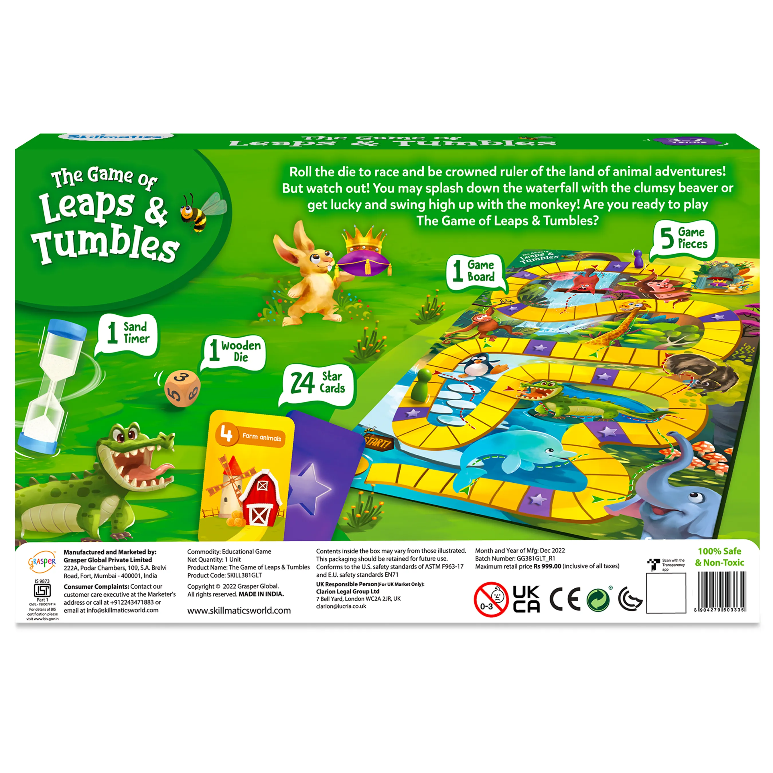 Skillmatics Board Game - Leaps & Tumbles, Race Through The Land of Animal Adventures, Classic Game with a Twist for Ages 3 to 7