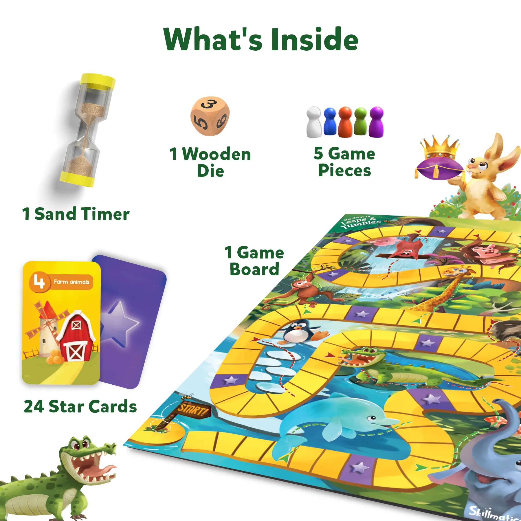 Skillmatics Board Game - Leaps & Tumbles, Race Through The Land of Animal Adventures, Classic Game with a Twist for Ages 3 to 7